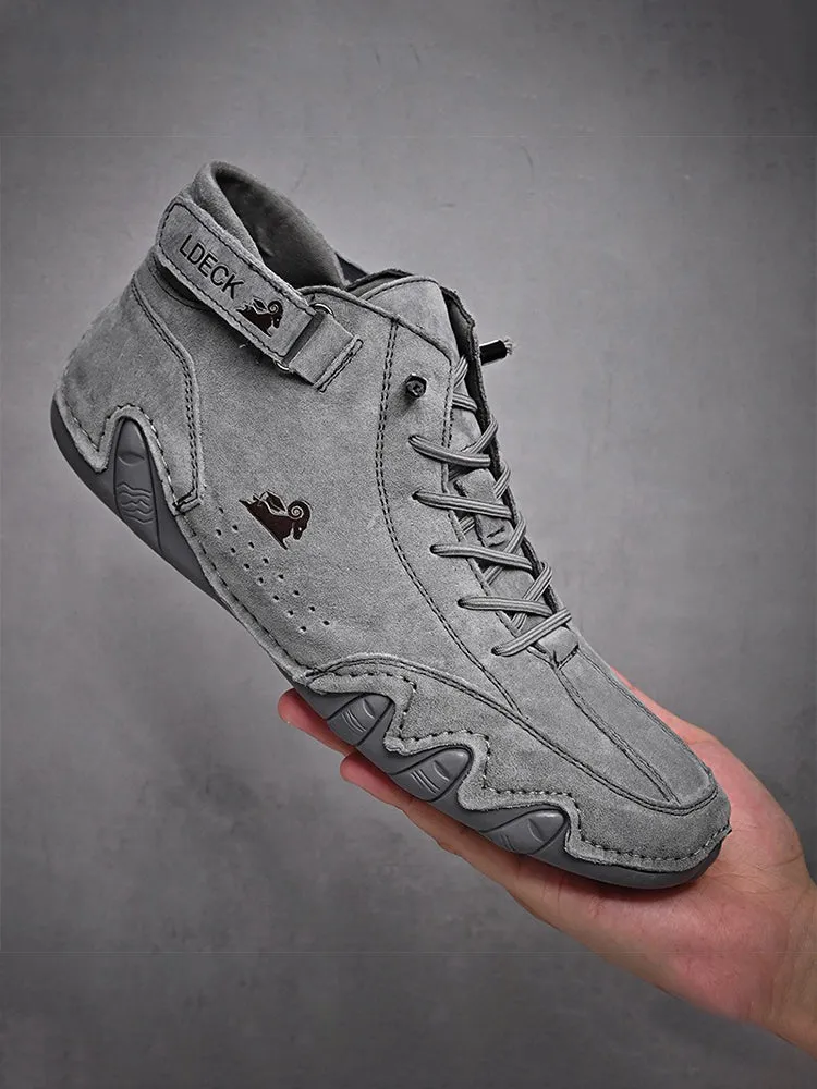 Wide Width Slip On Sneakers Men's Casual Boots Round Toe High Top Lace Up Shoes Sneaker