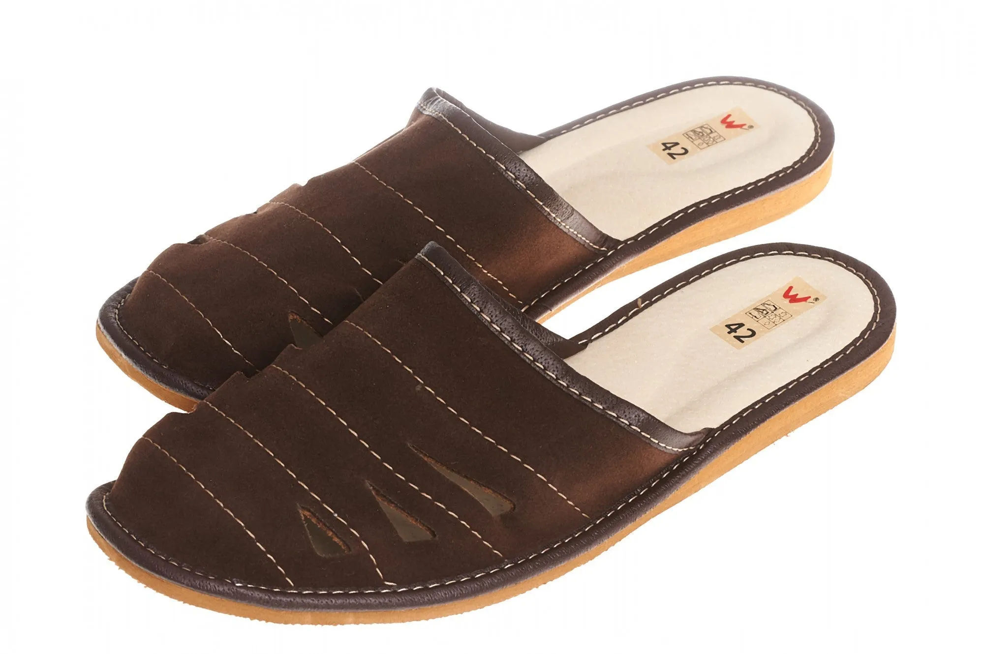 Tasman Slippers Stock Men's Dark Brown Leather  Slippers | WU-270