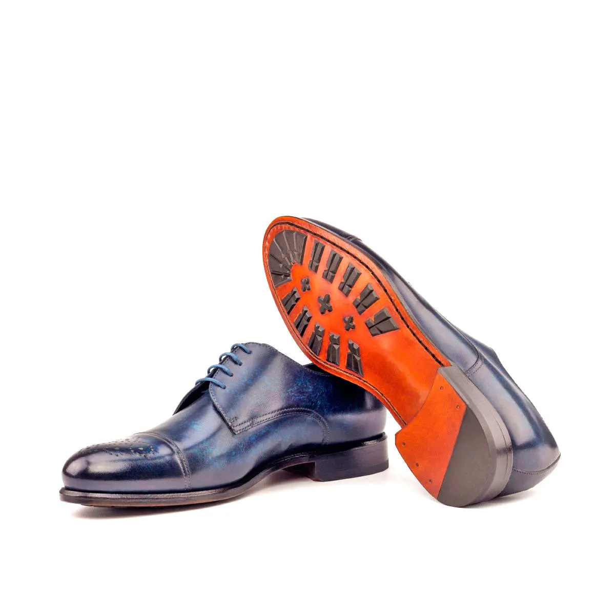 0 Drop Work Boots Men's Derby Shoes Patina Leather Wide Plus Size Blue 2670