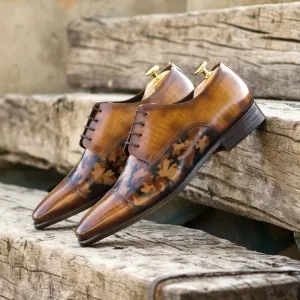 Wedge Sole Work Boot Men's Derby Shoes Patina Leather Wide Plus Size Brown 5357