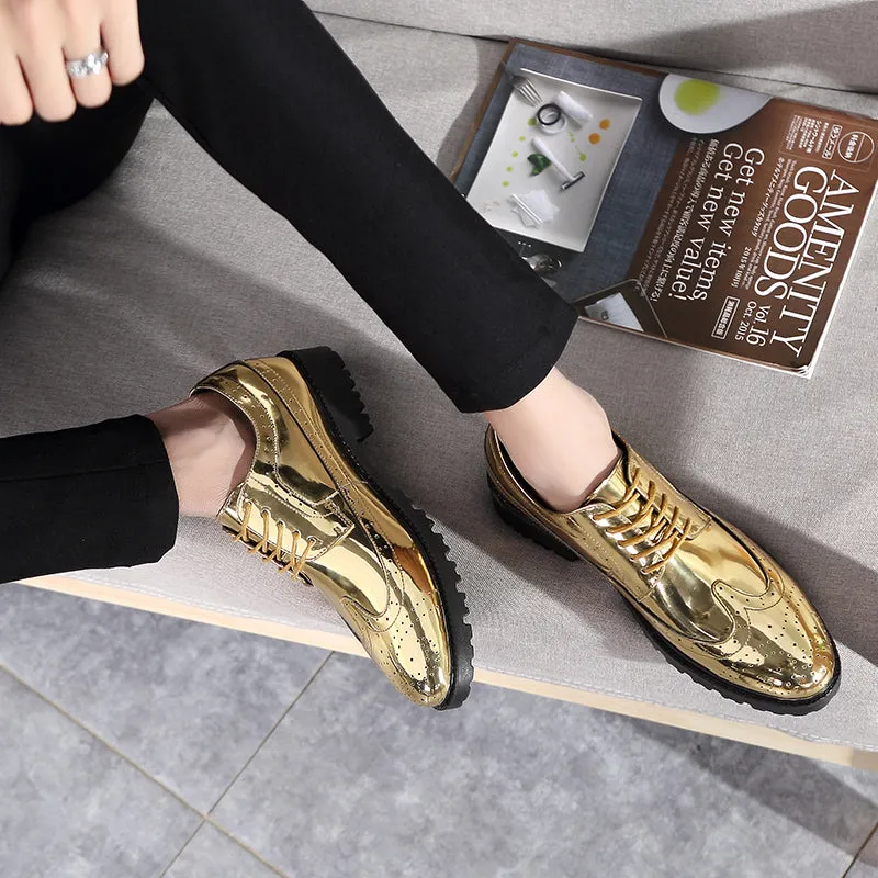 Men's Glitter Lace-up Metallic Oxfords Shoes Australian Style Work Boots