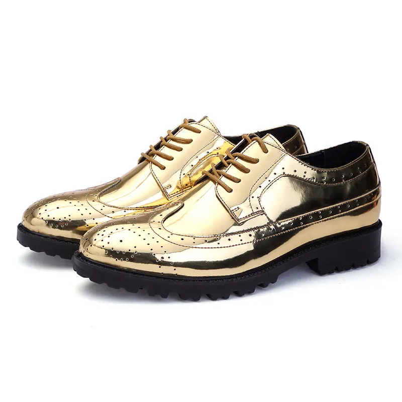Men's Glitter Lace-up Metallic Oxfords Shoes Best Gore Tex Work Boots