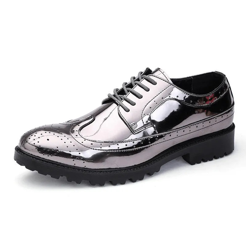 Men's Glitter Lace-up Metallic Oxfords Shoes Good Work Boot