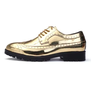 Men's Glitter Lace-up Metallic Oxfords Shoes Best Durable Work Boots