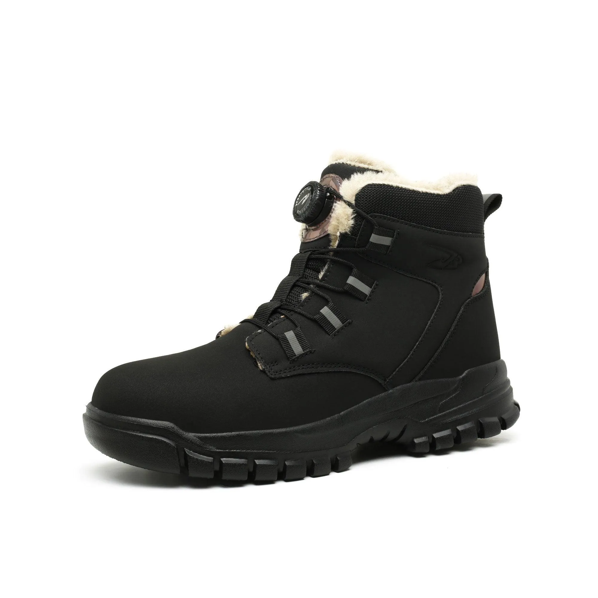 Work Boots For Swollen Feet Men's HeatWave Steel Toe Winter Boots - Fleece Lining & Knob Lacing | B317