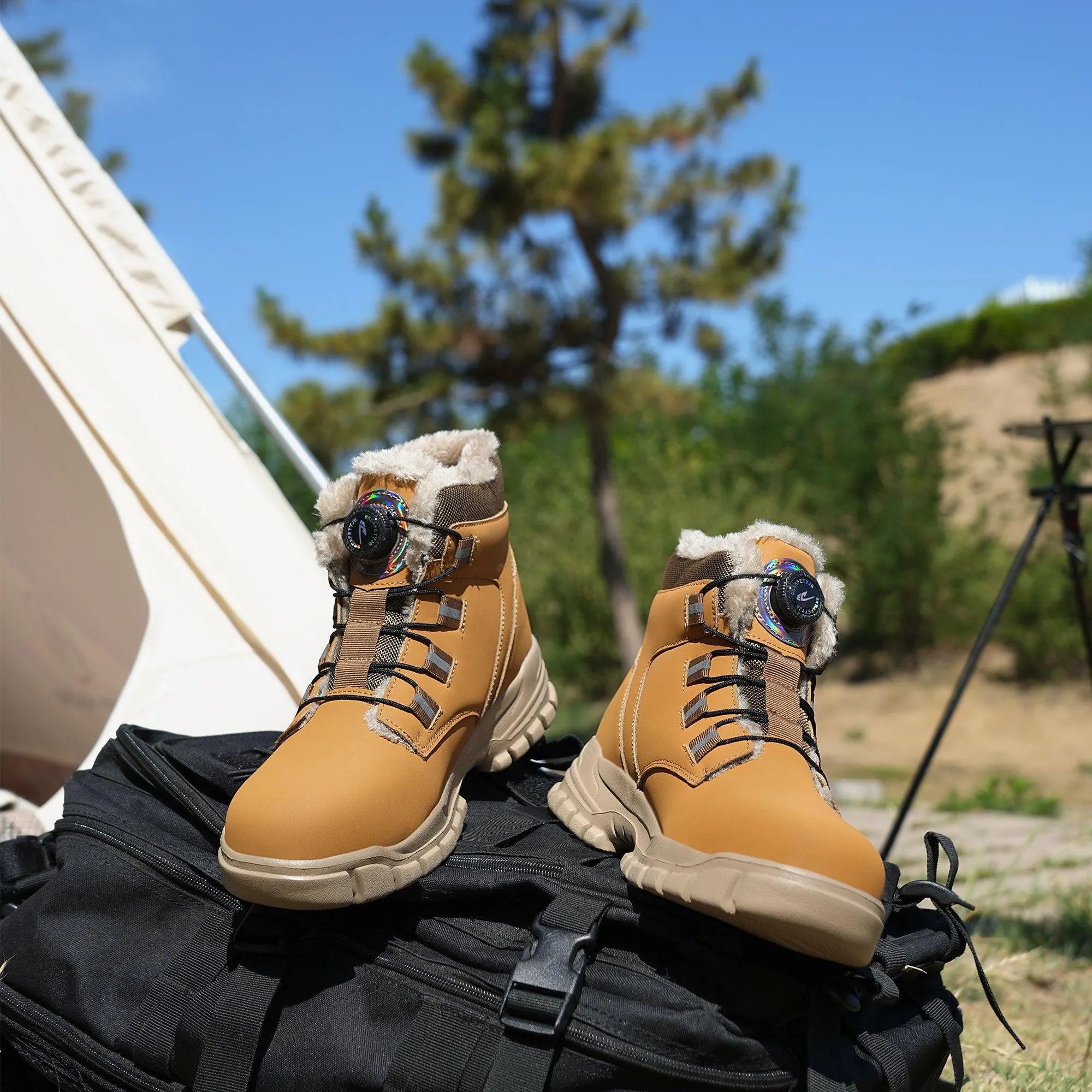 Men's HeatWave Steel Toe Winter Boots - Fleece Lining & Knob Lacing | B317 Clearance Steel Toe Work Boots