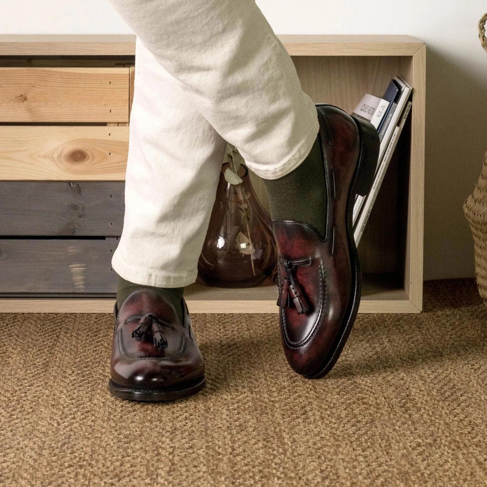 Men's Loafer Shoes Patina Leather Goodyear Welt Wide Plus Size Burgundy 5694 Eh Rated Composite Toe Work Boots