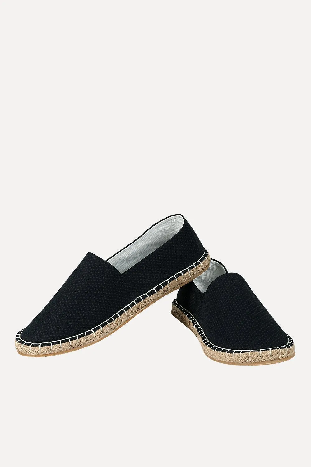 Men's Printed Black Canvas Espadrilles Florsheim Moc Toe Slip