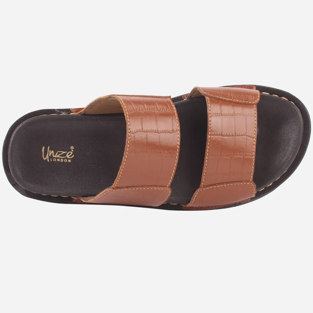 Slippers Cloth Mens "ROJER" Leather Summer Slippers