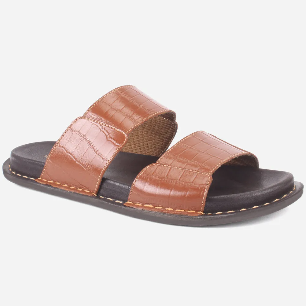 Mens "ROJER" Leather Summer Slippers Toddler Slippers With Grips