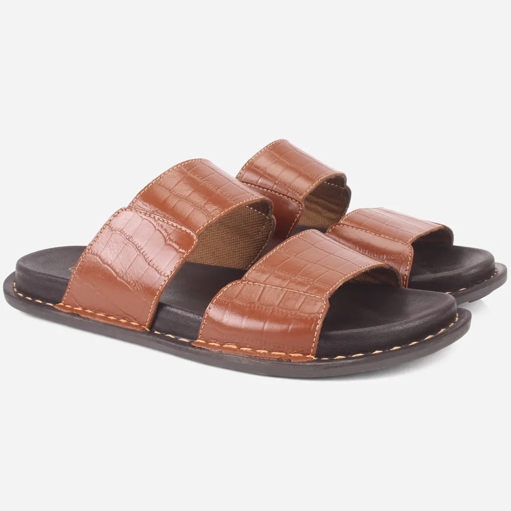 Mens "ROJER" Leather Summer Slippers Tony Soprano Slippers