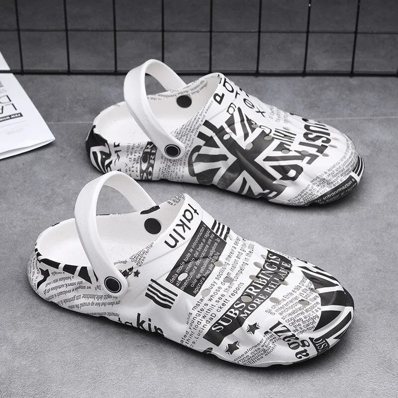 Real Shearling Slippers Mens Sandals Summer EVA New Large Size Men's Clogs Lightweight Beach Slippers Breathable Men's Sneaker Sandals Garden Clogs