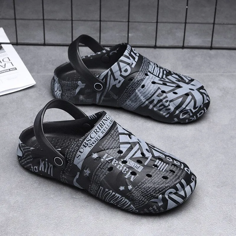 Mens Sandals Summer EVA New Large Size Men's Clogs Lightweight Beach Slippers Breathable Men's Sneaker Sandals Garden Clogs Fat Face Slippers