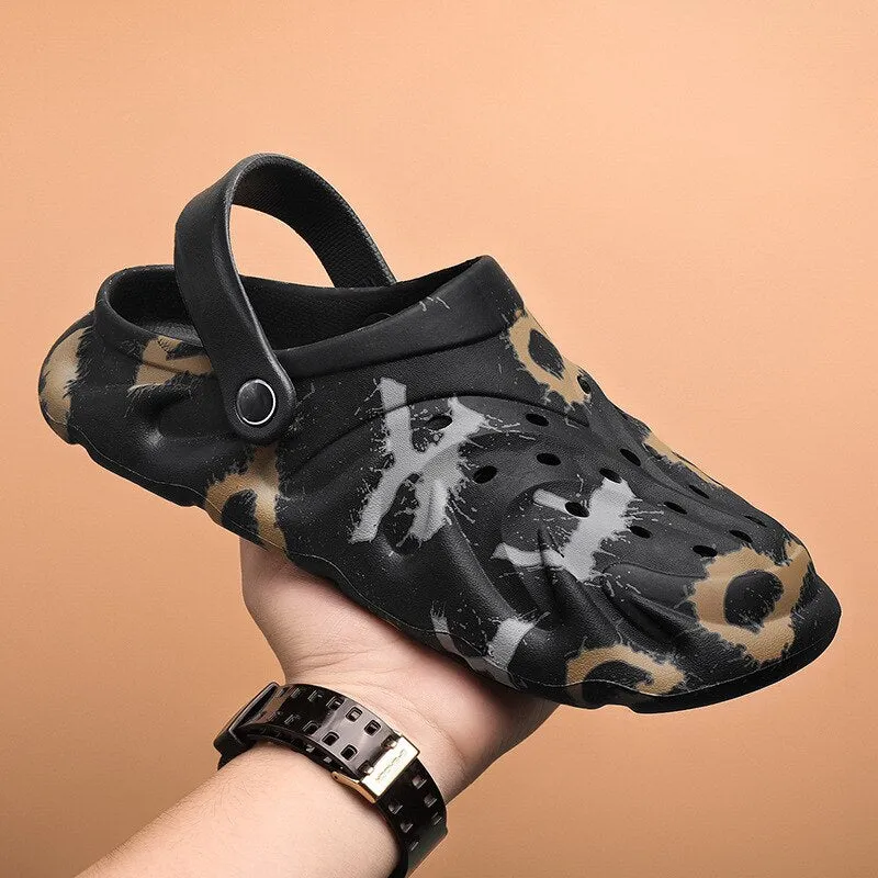 Robe And Slippers Mens Sandals Summer EVA New Large Size Men's Clogs Lightweight Beach Slippers Breathable Men's Sneaker Sandals Garden Clogs