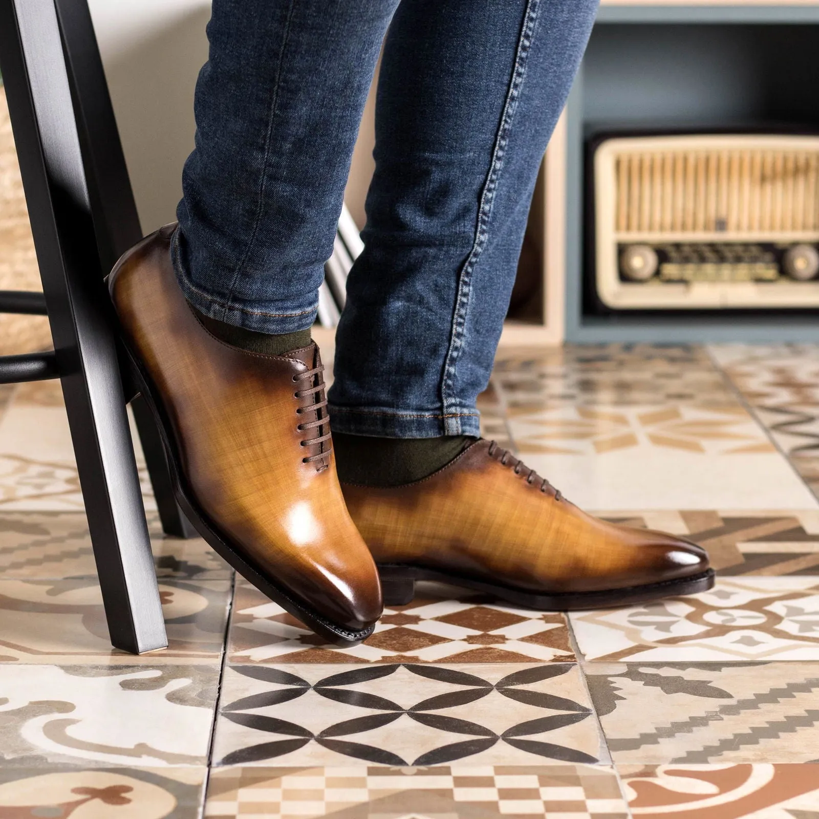 Best Work Boots Ankle Support Men's Wholecut Shoes Patina Leather Goodyear Welt Wide Plus Size Brown 5541