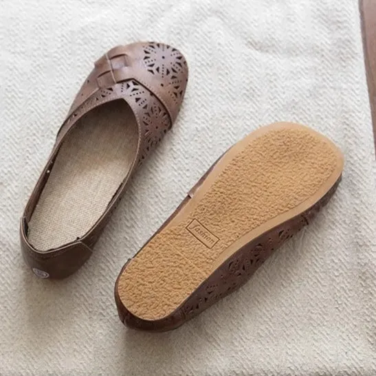 Heel Mule Sandals Mori Retro Literary Summer Sandals Hollowed Out Soft Shoes