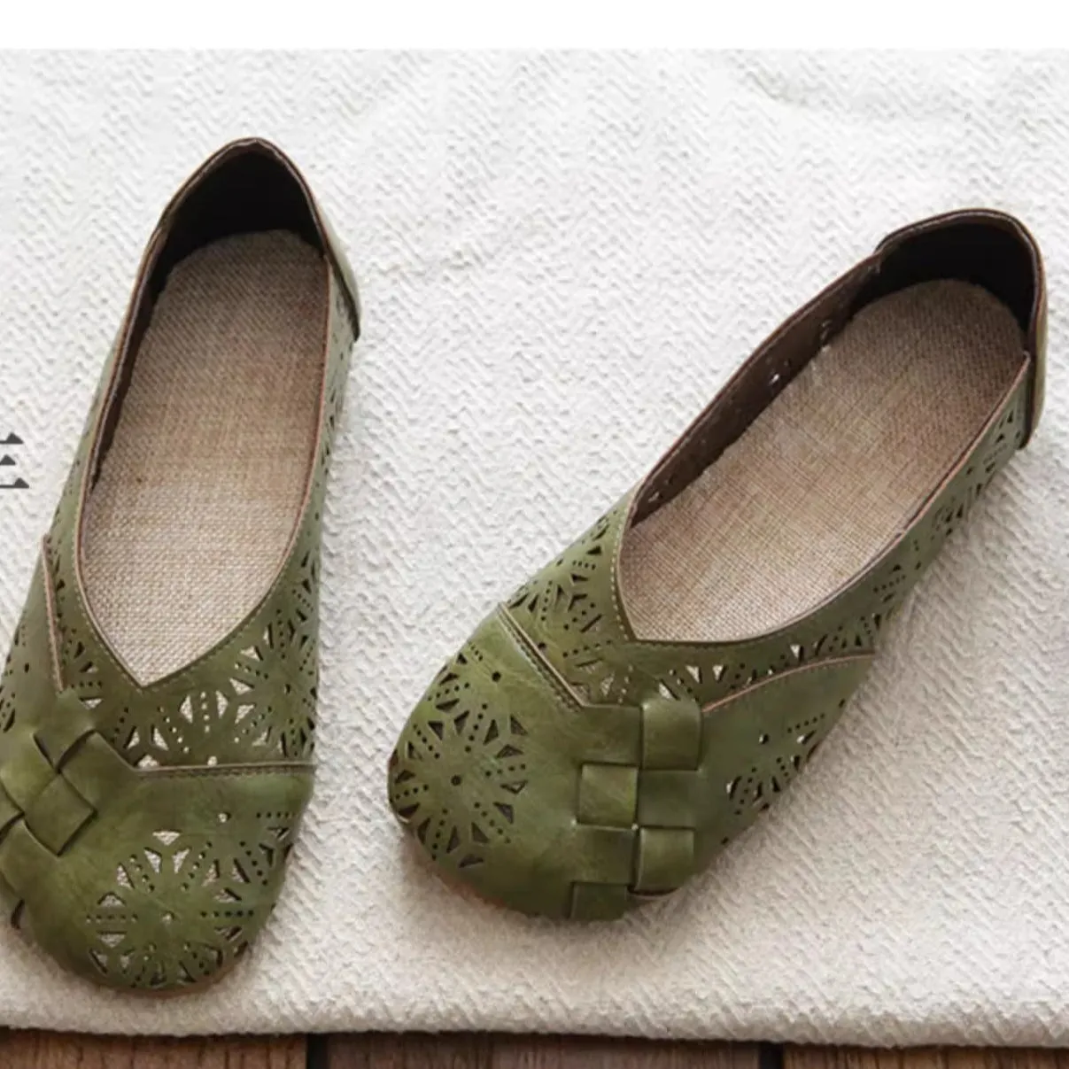 Lime Sandals Mori Retro Literary Summer Sandals Hollowed Out Soft Shoes