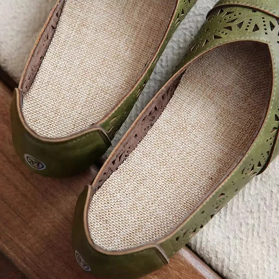 Mori Retro Literary Summer Sandals Hollowed Out Soft Shoes Ankle Strap Flat Sandals