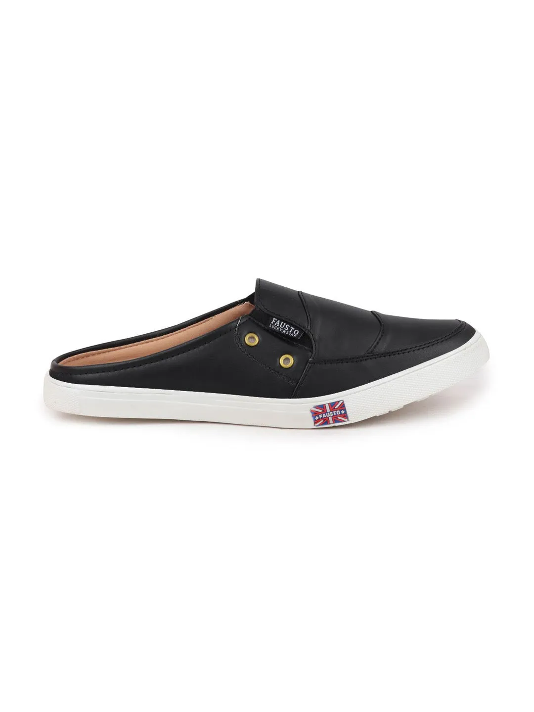 Men Black Casual Slip-On Shoes Stacked Slip Ons