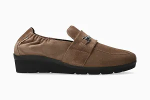 Nadira - Taupe Faux Fur Slip On Shoes