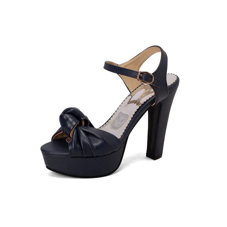 Birkenstock Sandals One Strap Women's Pleated Knot Chunky Heel Platform Sandals