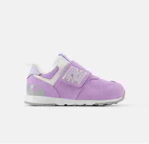 New Balance 574  NEW-B Hook & Loop  Lilac Glo with Bright Lavender New Balance Navy Blue 327