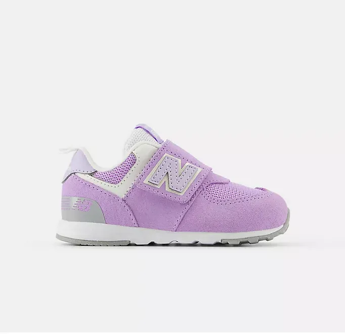 New Balance 574  NEW-B Hook & Loop  Lilac Glo with Bright Lavender New Balance Work Shoes Men's