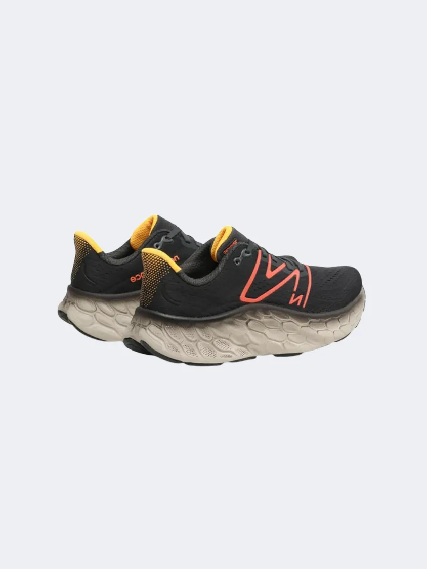 New Balance Fresh Foam More V4 Men Performance Shoes Black/Orange/Yellow Running Shoes For Heel Strikers