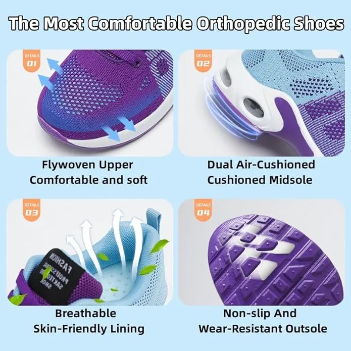 No Socks In Sneakers New Musabela Orthopedic Sneakers for Women,Ortho Pro - The Most Comfortable Orthopedic Shoes,Lightweight Fashion Sport Sneakers,Casual Walking Air Cushion Shoes Black, Sz 7.5