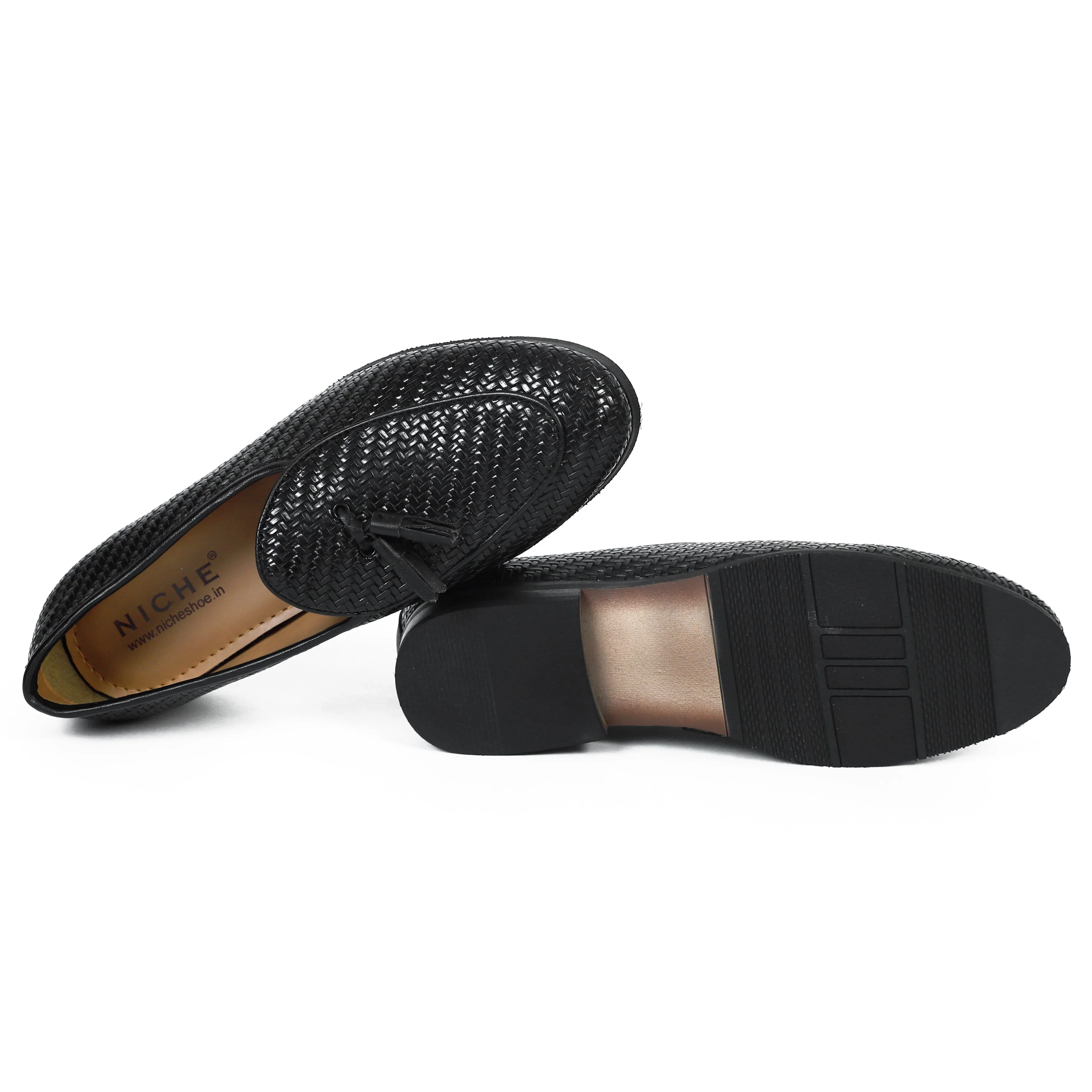 NICHE Black Braided Tassel Loafers Franco Bocca Slip On Loafer