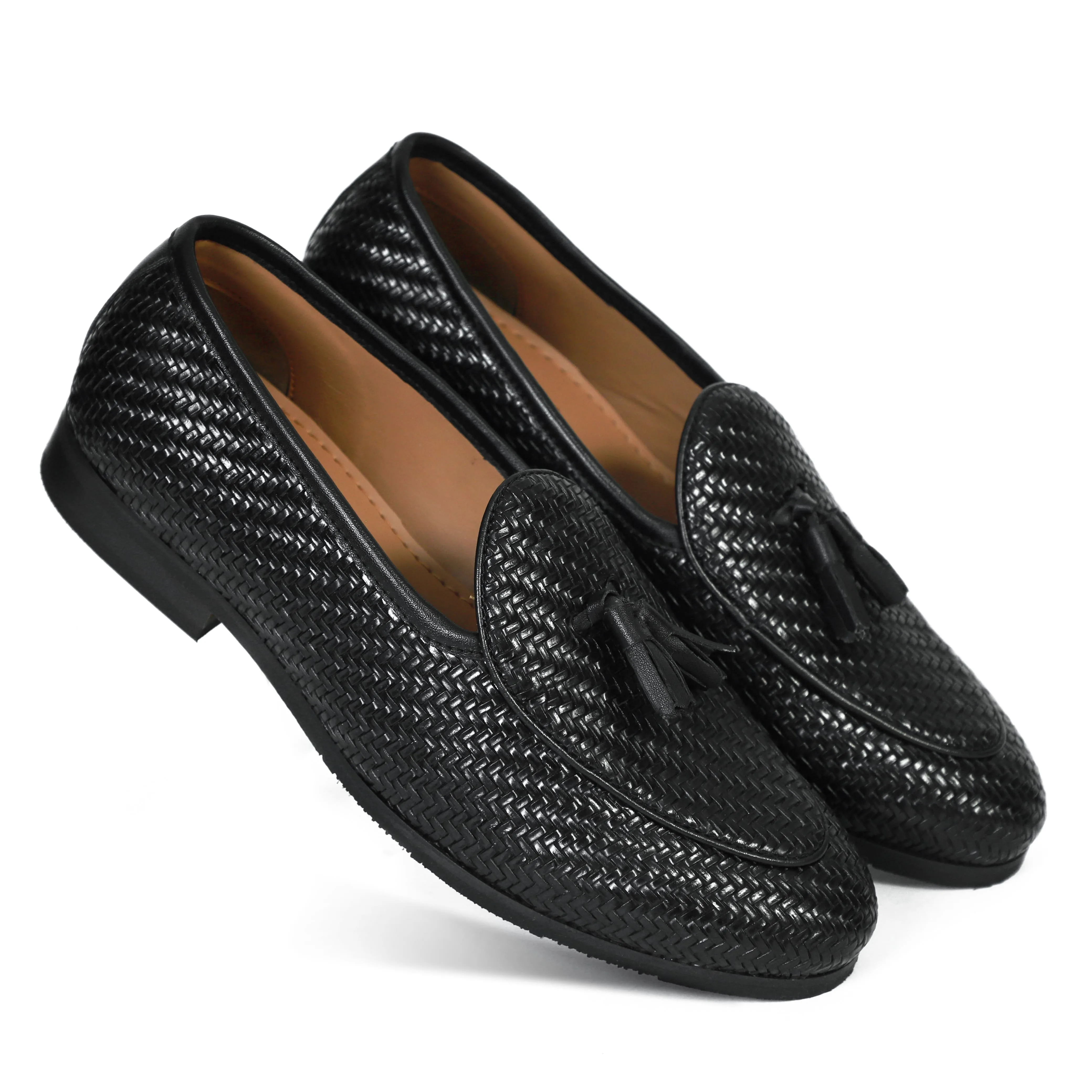NICHE Black Braided Tassel Loafers Slip On Outdoor Shoes