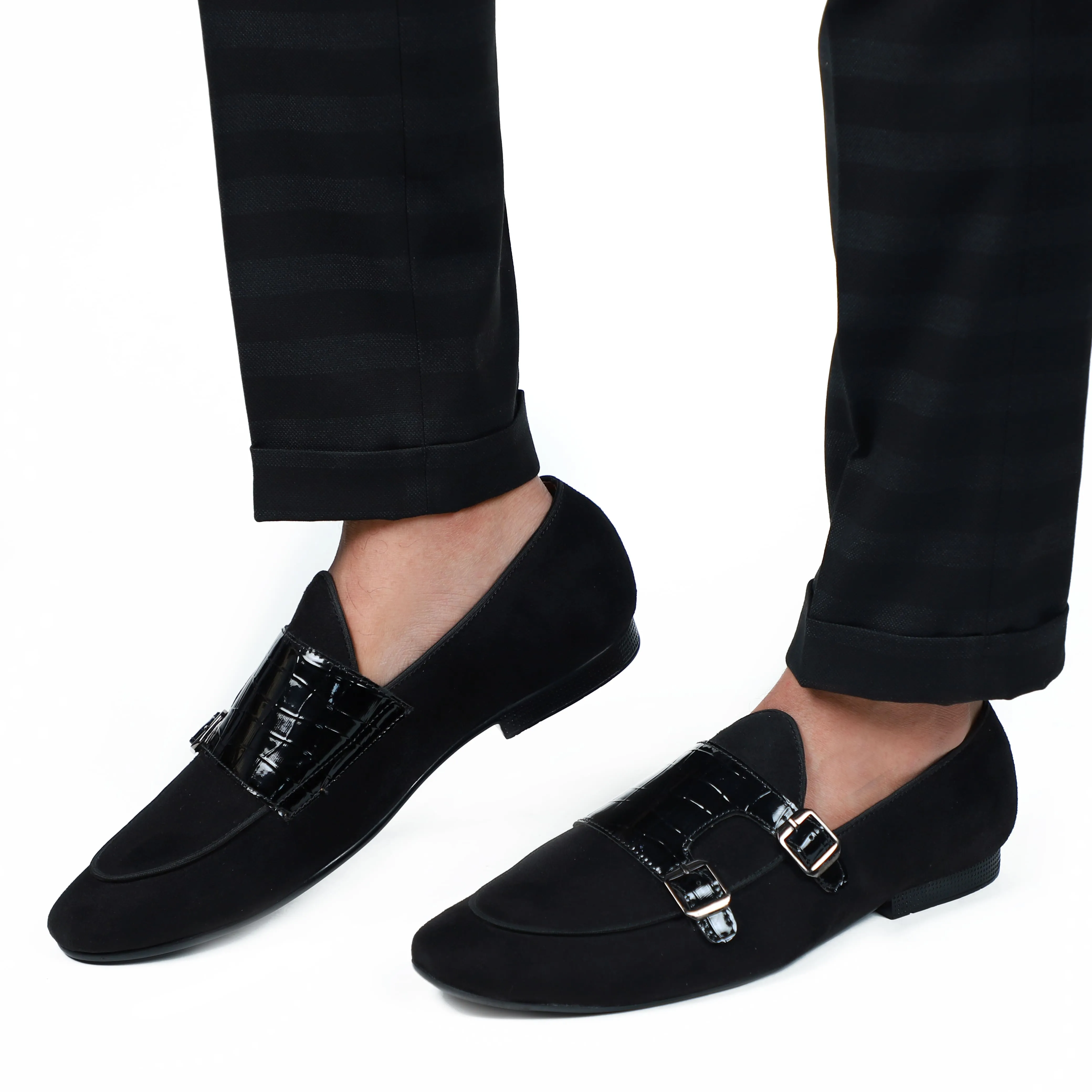 Tony Bianco Loafers NICHE Black Croc Suede Belgian Loafer