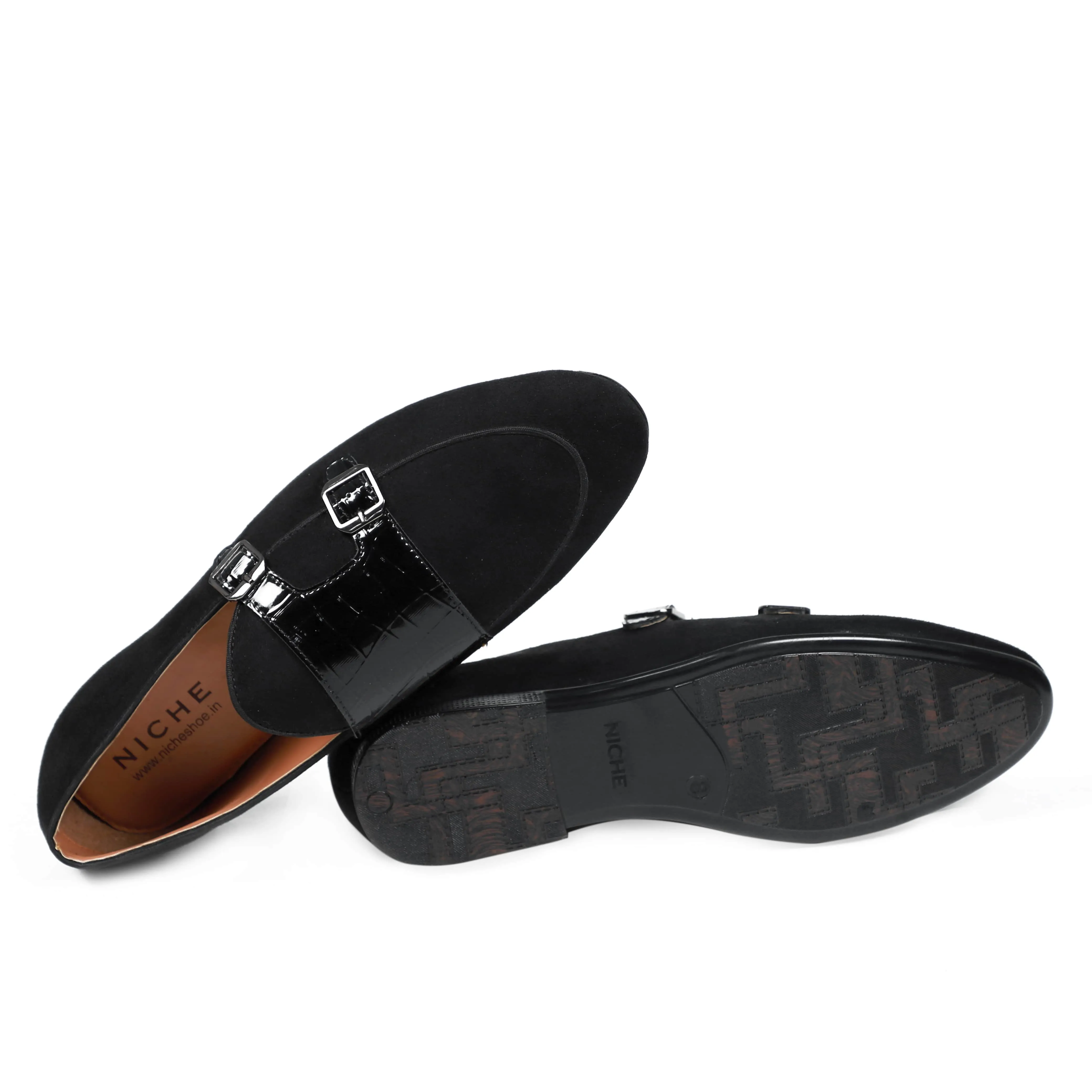NICHE Black Croc Suede Belgian Loafer Weejun Loafers