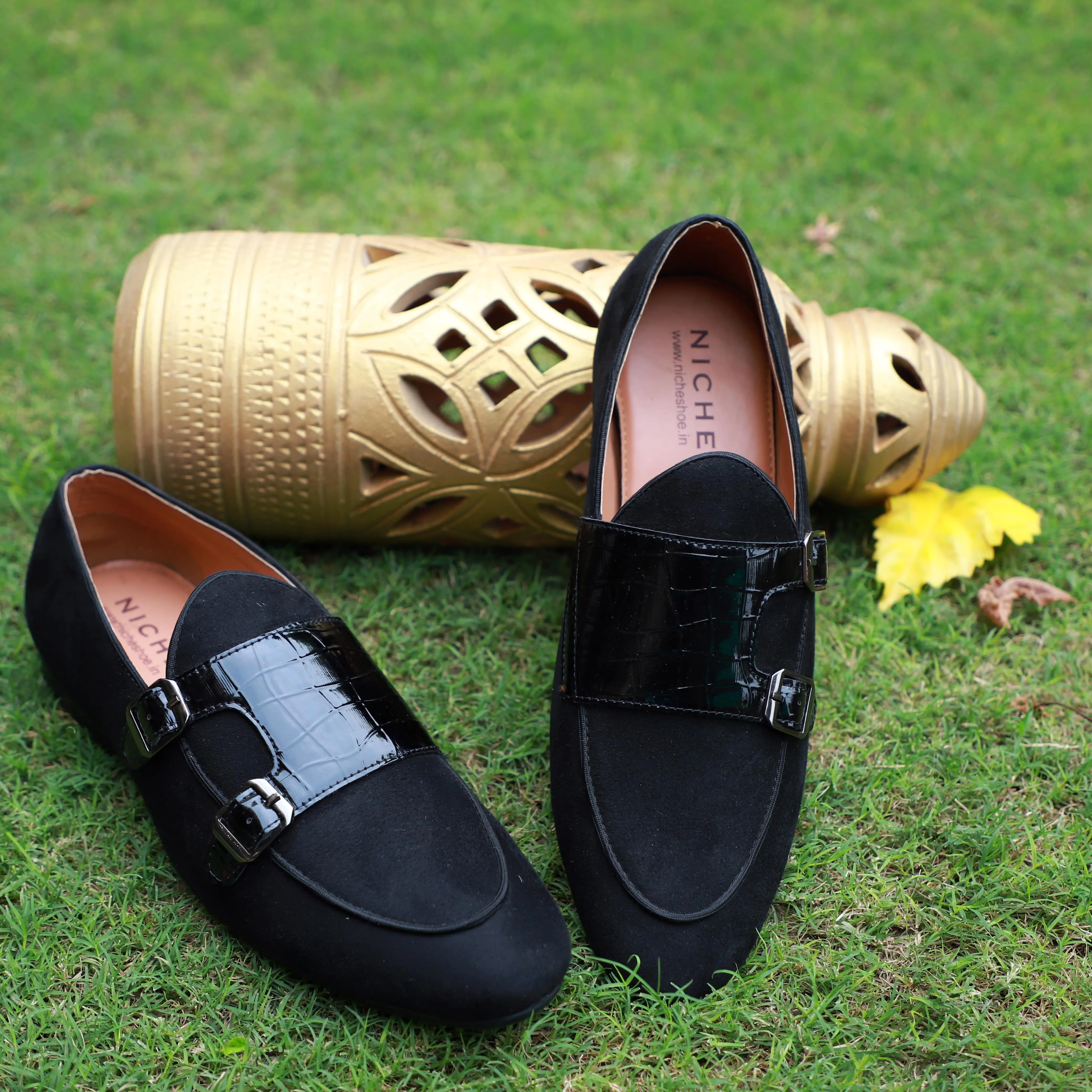 NICHE Black Croc Suede Belgian Loafer Aldo Dress Loafers