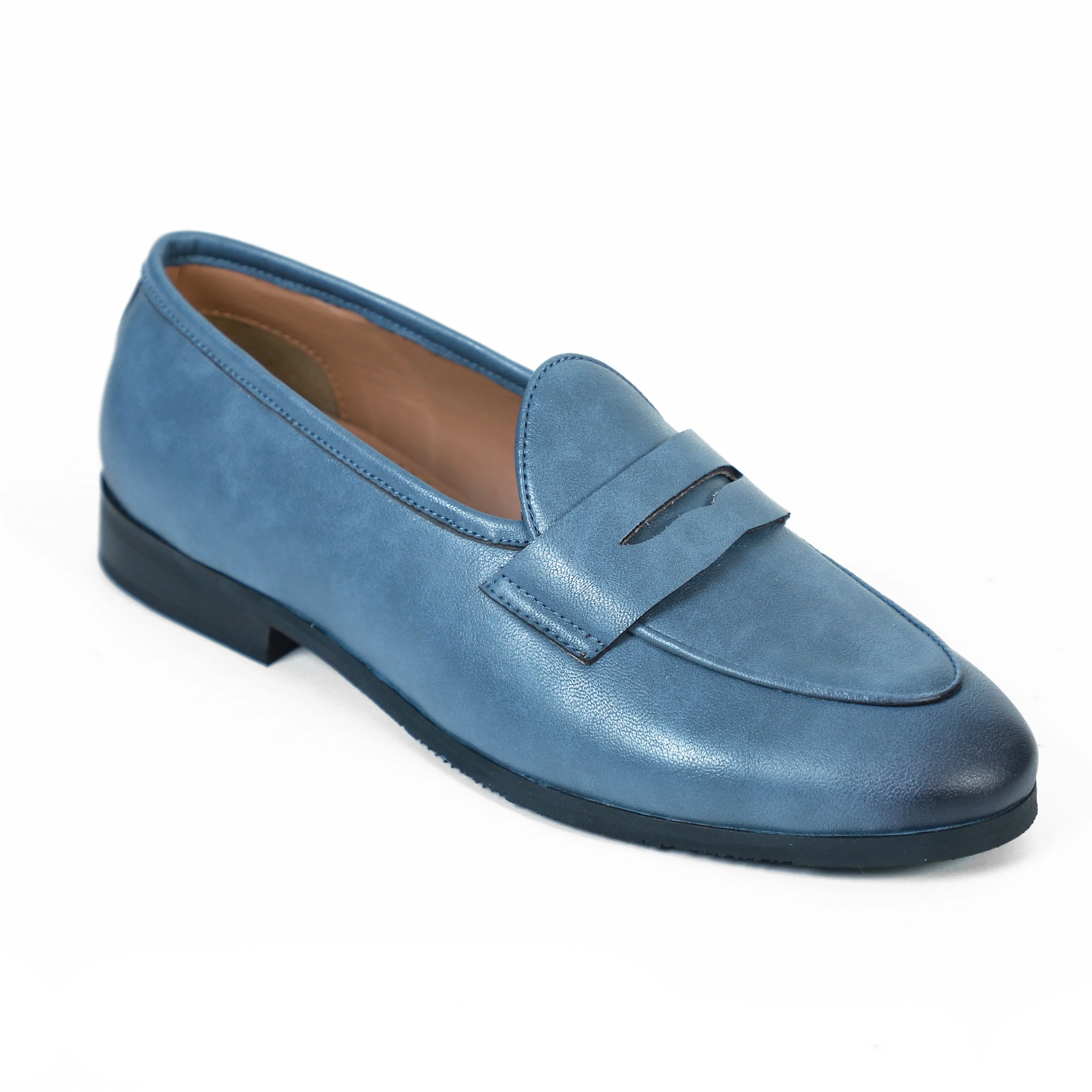 Silver Slip Ons NICHE Elegant Blue Penny Loafers