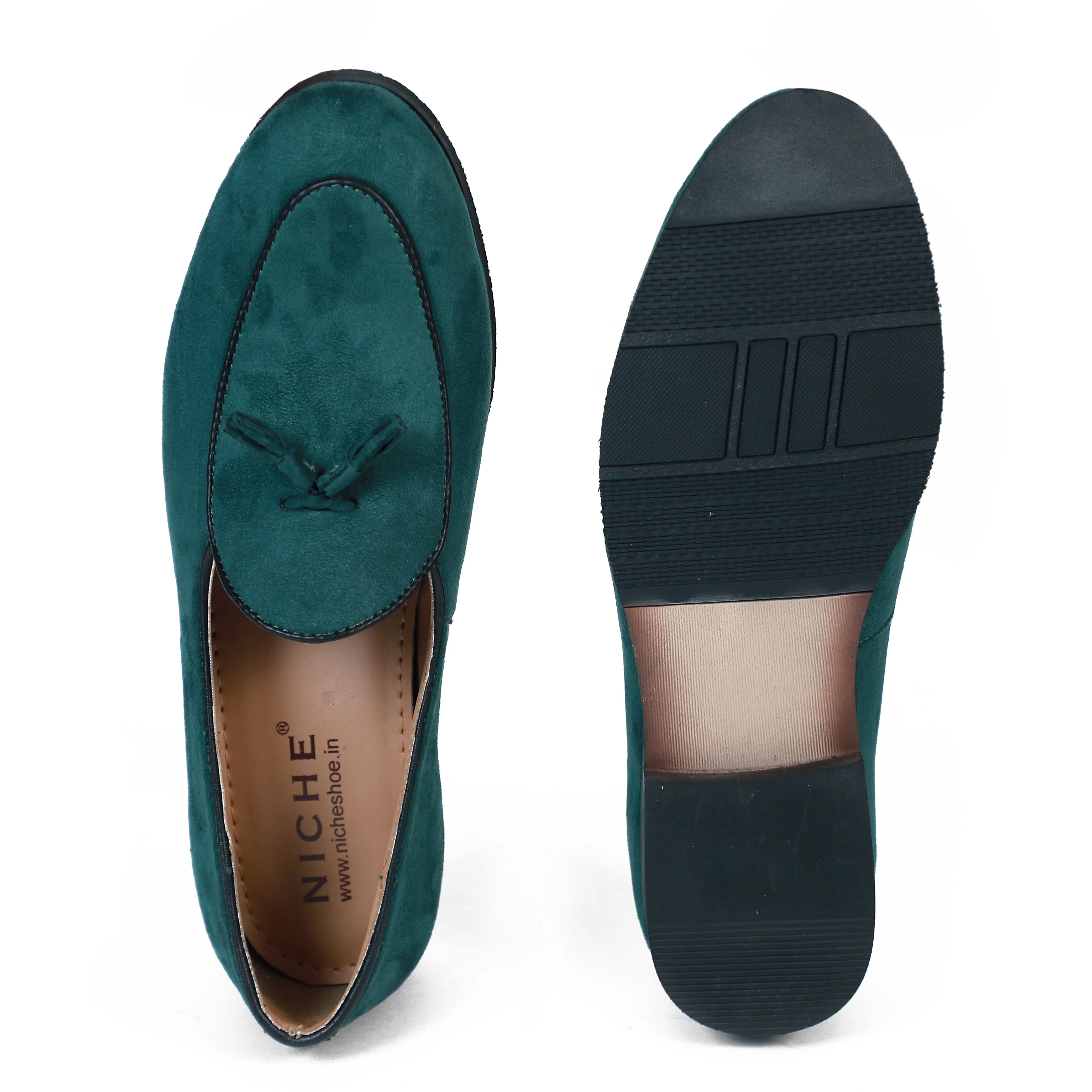 NICHE Green Suede Tassel Loafers Women's Alpargata Canvas Slip On Platform Flats