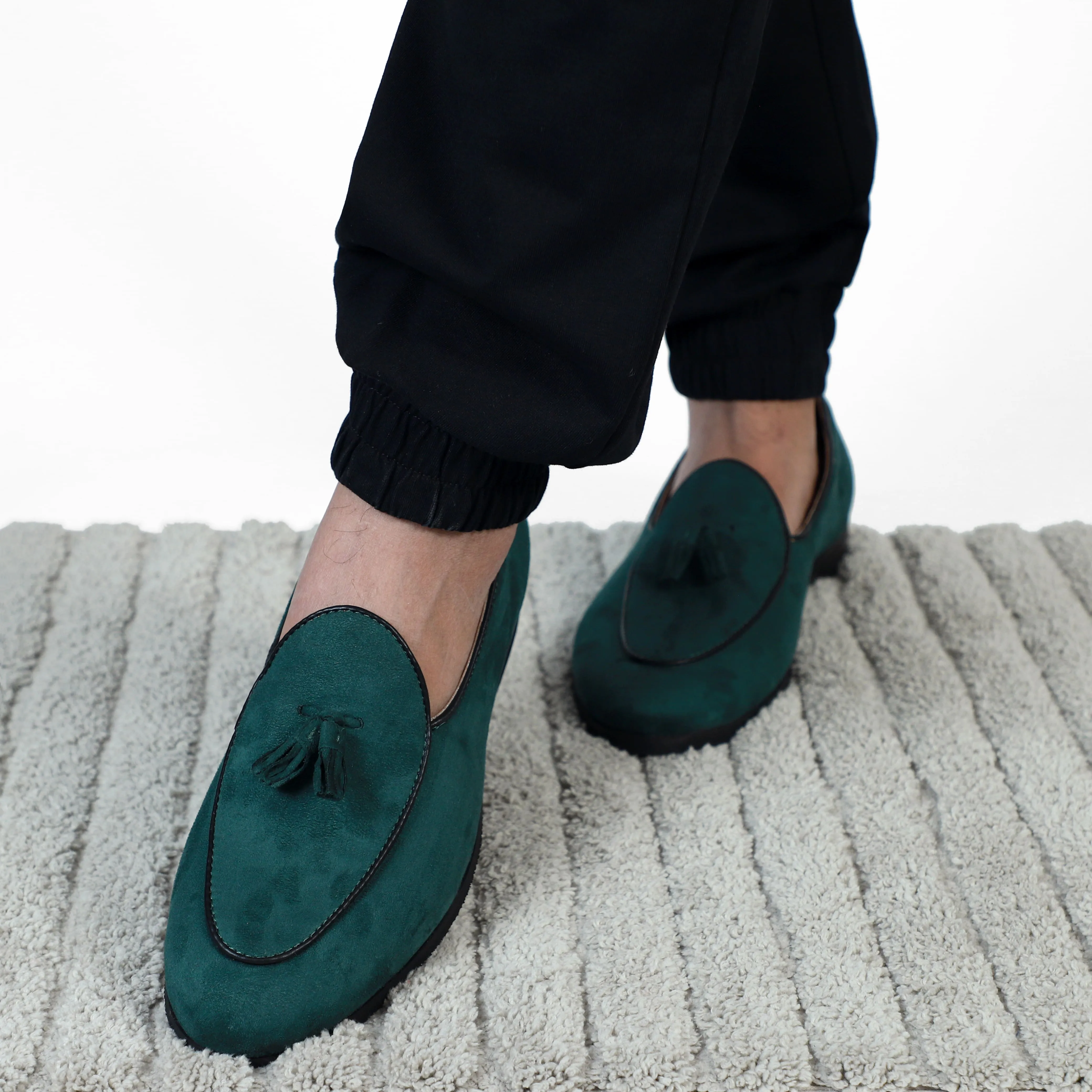 NICHE Green Suede Tassel Loafers Slip On Shoes Summer