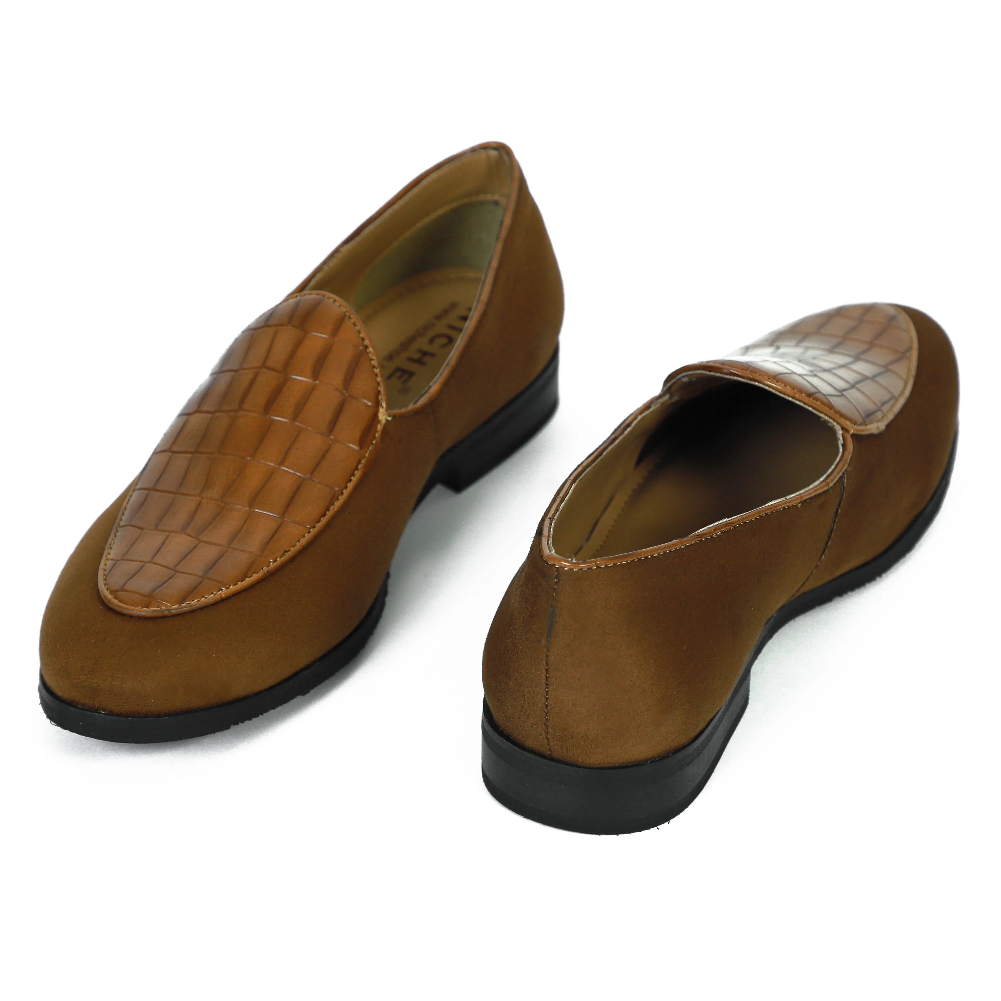 NICHE Zemba Tan Suede Croco Loafers Mens Slip On Boating Shoes