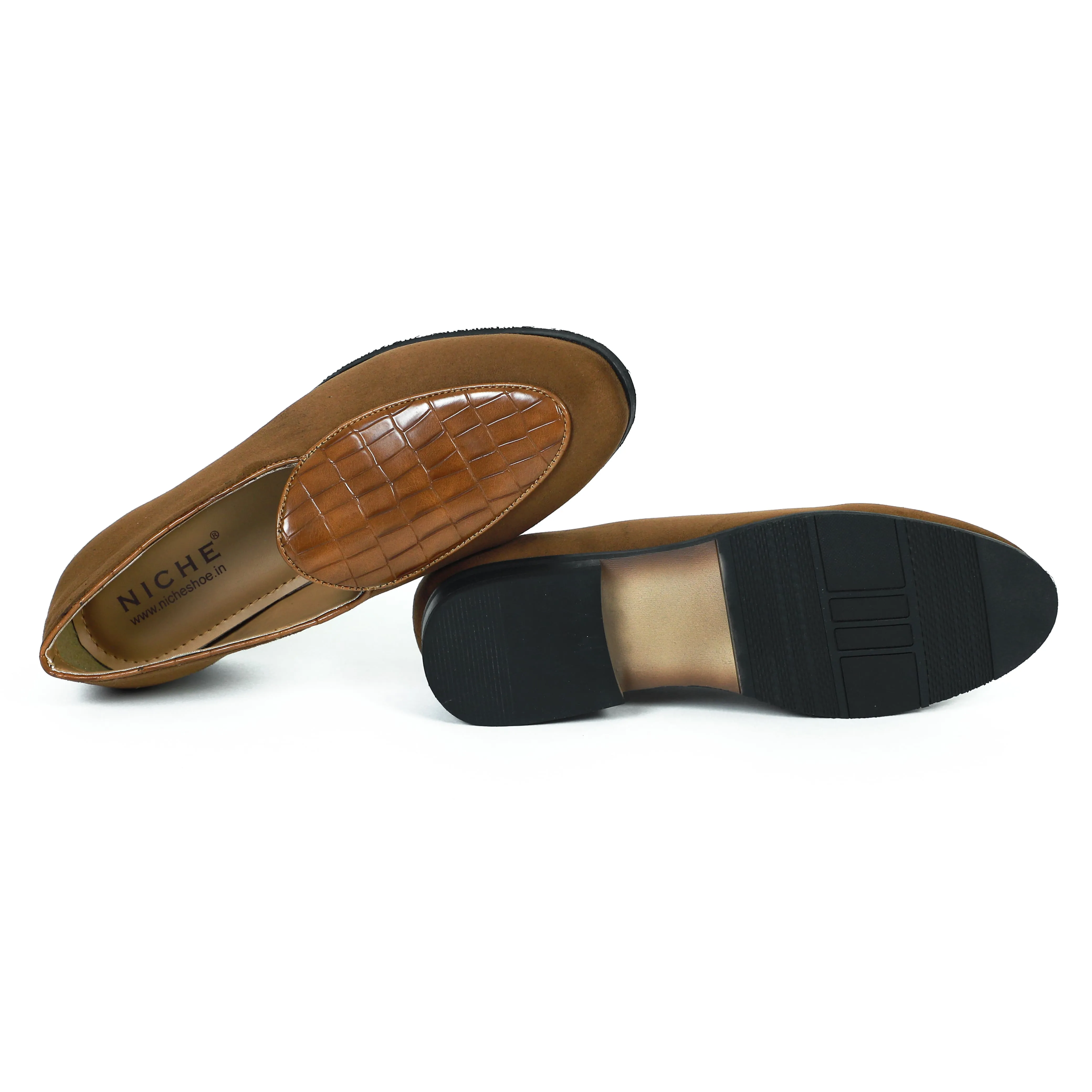 NICHE Zemba Tan Suede Croco Loafers Slip On Composite Toe Work Boots Slip On Slip On Exhaust Motorcycle Slip On Golf Shoe Slip On Heel Sandals Slip On High Heel