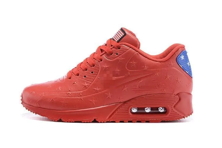 Nike Air Max 90 'Independence Day Red' Shoes Sneaker !!! CYBER MONDAY SALE !!! Cheap Asics Tiger Shoes