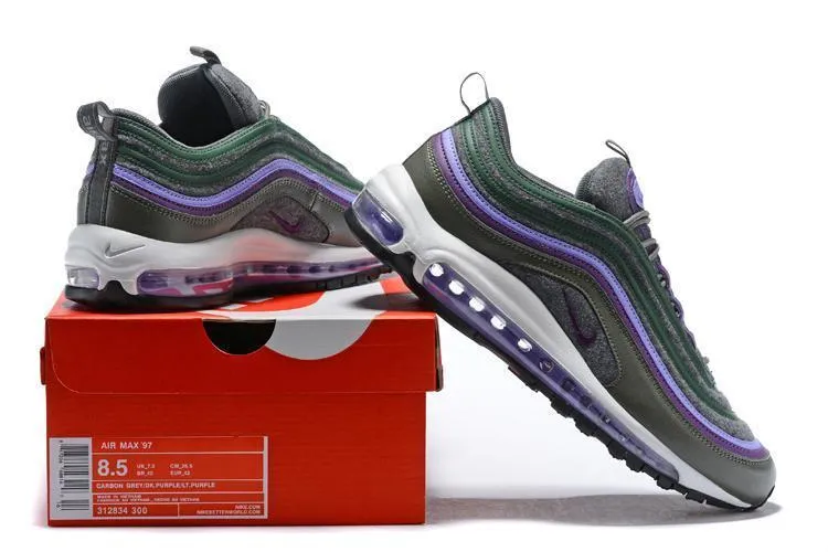 Asics Gel Kenun Running Shoes Nike Air Max 97 Carbon Grey Dk Purple T Purple  Shoes Sale Men Size US 7, 8, 8.5, 9, 10, 11
