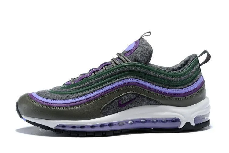 Nike Air Max 97 Carbon Grey Dk Purple T Purple  Shoes Sale Men Size US 7, 8, 8.5, 9, 10, 11 Asics Flat Feet Shoes