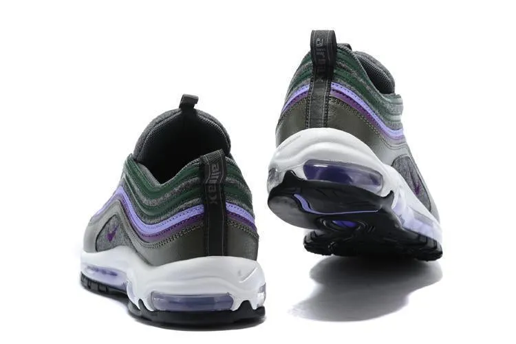 Nike Air Max 97 Carbon Grey Dk Purple T Purple  Shoes Sale Men Size US 7, 8, 8.5, 9, 10, 11 Asics Tiger Shoes Online