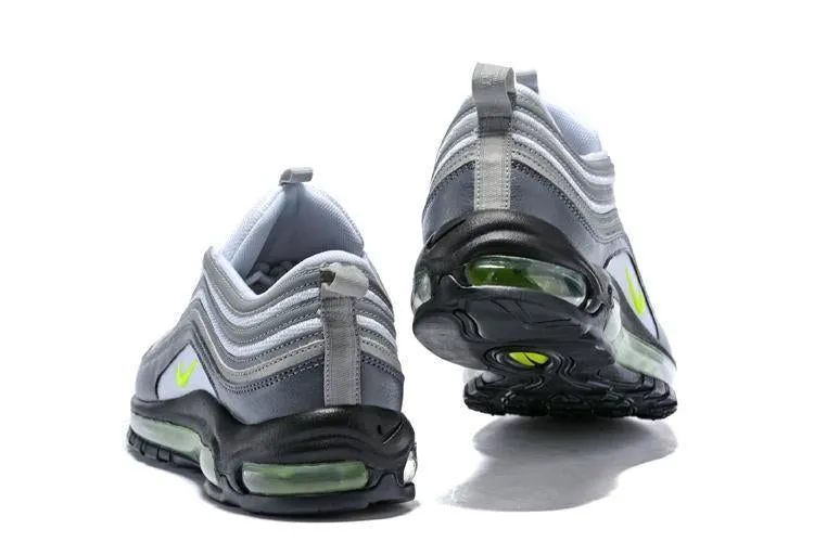 Nike Air Max 97 Carbon Grey Fludredsent Green Shoes Sale Men Size US 7, 8, 8.5, 9, 10, 11 Asics Shoes New Balance