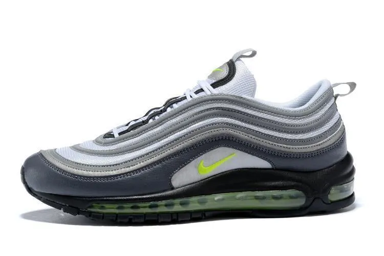 Nike Air Max 97 Carbon Grey Fludredsent Green Shoes Sale Men Size US 7, 8, 8.5, 9, 10, 11 Asics Gel Foundation Workplace Walking Shoes