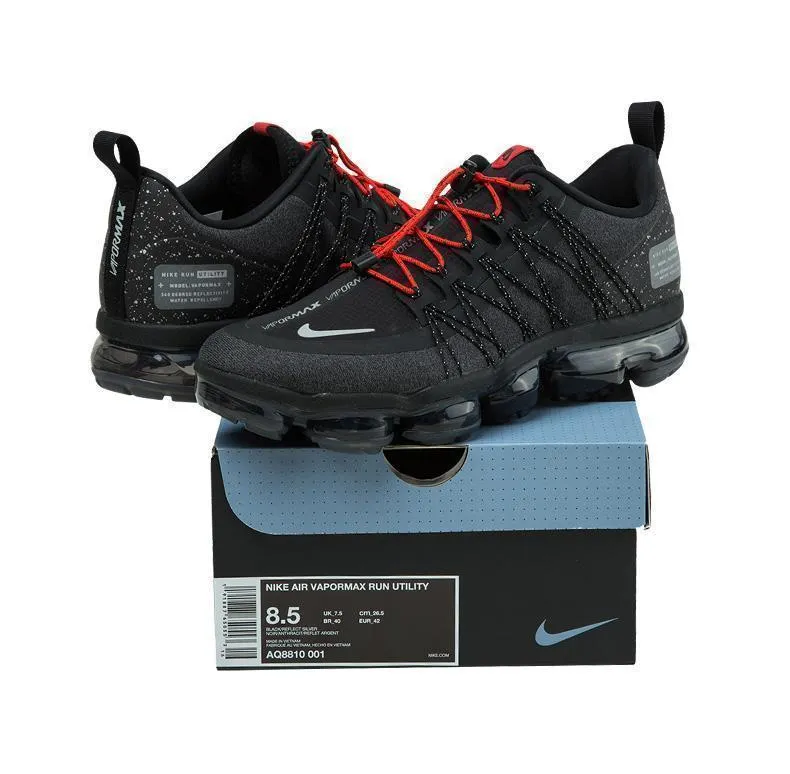 Asics Shoes Runners Nike Air Vapormax Run Utility Black Red Shoes Sneakers Men !!! CYBER MONDAY SALE !!!