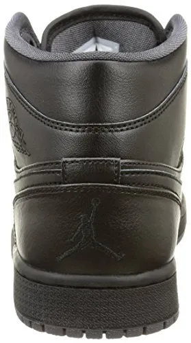 Nike Men's Air Jordan 1 Mid Black/Black/Dark Grey Basketball Shoe - 11 D(M) US Squash Shoes Asics Gel Rocket