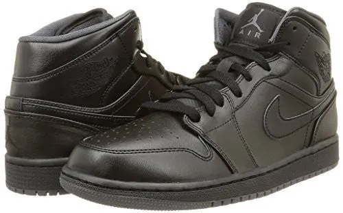 Asics Wide Toe Box Walking Shoes Nike Men's Air Jordan 1 Mid Black/Black/Dark Grey Basketball Shoe - 11 D(M) US