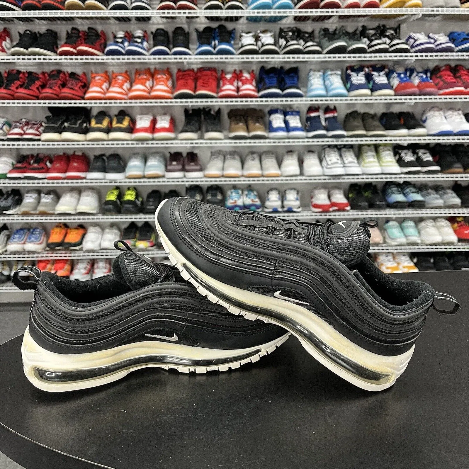 Nike Men's Air Max 97 Black White Athletic Running Shoes 921826-001 Size 9.5 Asics Shoes Durability