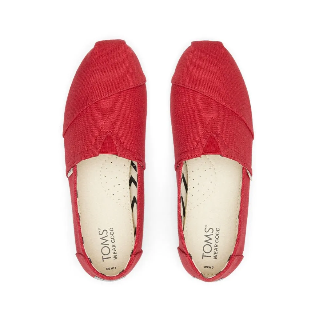 Toms Espadrille Alpargata Women - Red Heritage Canvas Best Orthopedic Slip On Shoes
